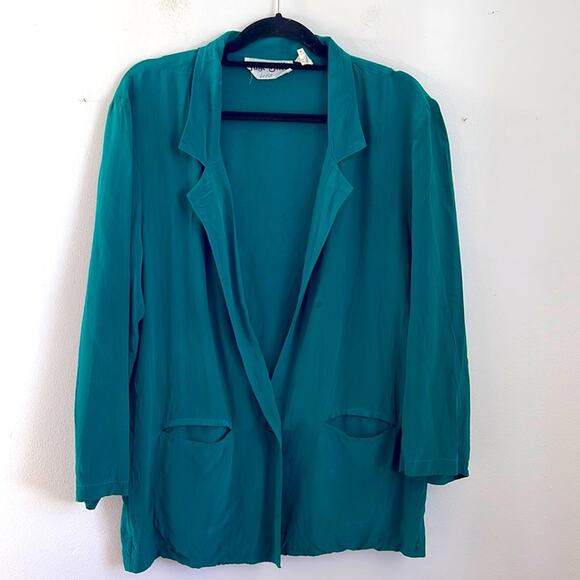 Vintage Just Silk unlined unstructured light weight one button oversized blazer - Picture 1 of 7